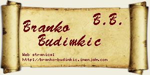 Branko Budimkić vizit kartica